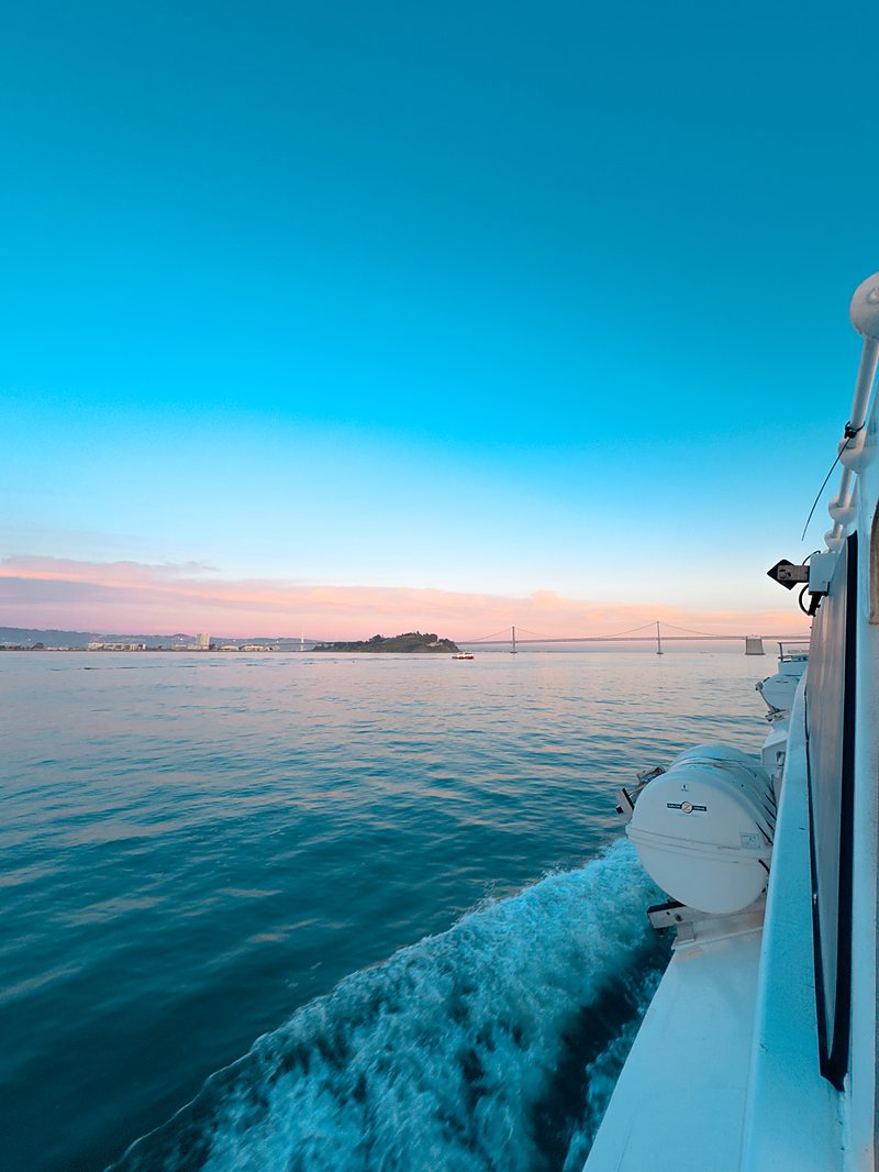 The wake of the ferry crossing the bay, San Francisco