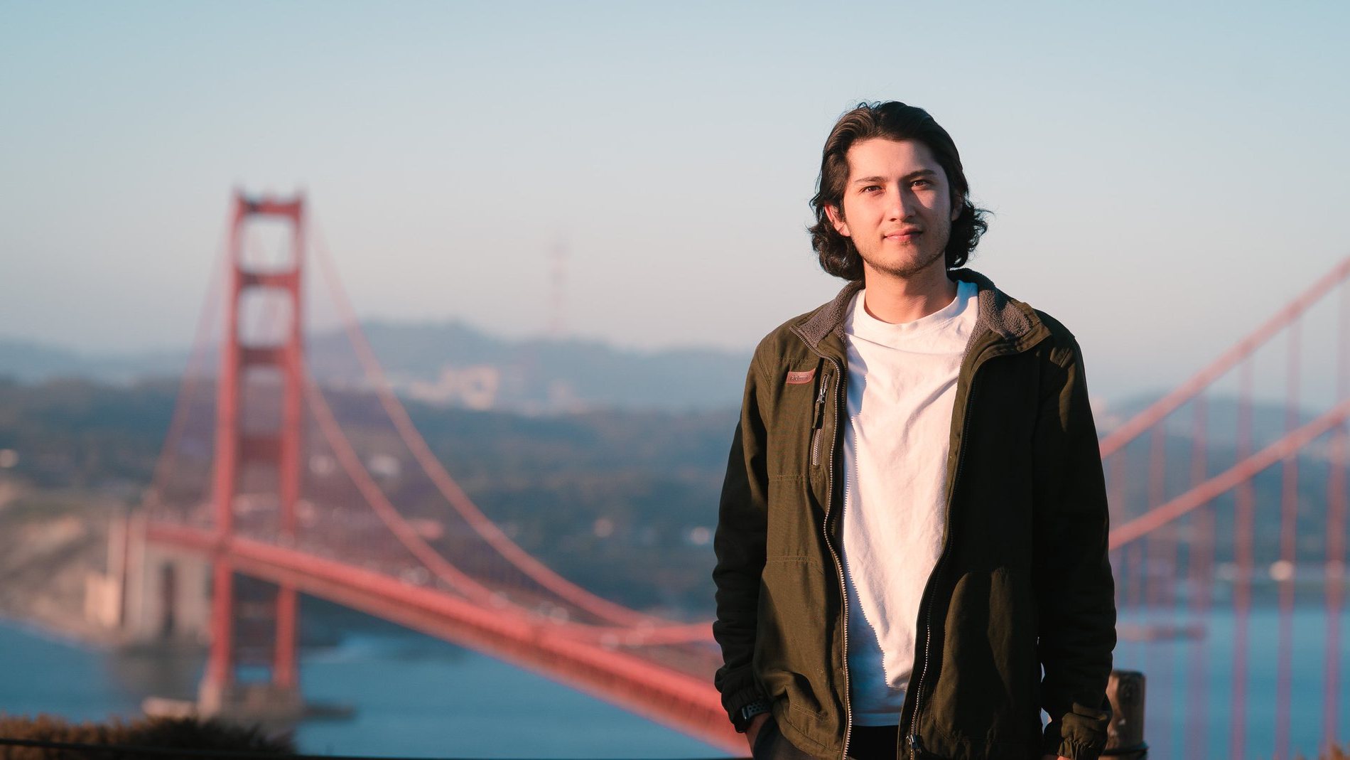 David Galvis at Battery Spencer, with the Golden Gate behind him